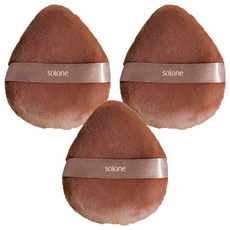 Solone 台灣公司貨 特級植絨/泰迪長絨定妝撲, 咖色, 3個