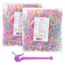 LollyTree 女童用大容量橡皮筋髮圈 100g x 2入 + 易剪橡皮筋切斷器組合