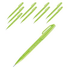 Pentel 飛龍文具 毛筆簽字筆 SES15C-K, 淺綠色, 10個