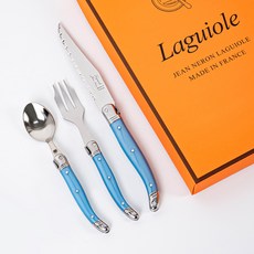JEAN NERON Laguiole 禮盒組 蛋糕餐具組, 1套, 湯匙 + 叉子 + 刀子, 藍色