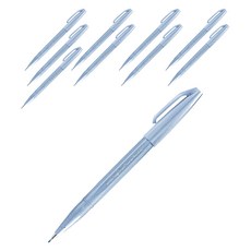 Pentel 飛龍文具 毛筆簽字筆 SES15C-S3, 灰藍色, 10個