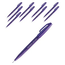 Pentel 飛龍文具 筆刷式簽字筆 SES15C-V, 10個, 紫色