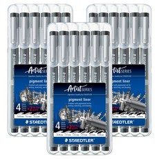 스테들러 피그먼트 라이너 308 디자인펜 6종, 흑색, 3세트
