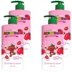 Funny Pia 兒童多合一沐浴洗髮乳 草莓味, 1L, 4瓶