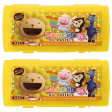 SIMBALION 雄獅 奶油獅 粉蠟筆 塑膠外盒顏色隨機, 24色, 2盒