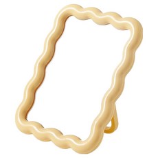 인아트 예쁜 웨이브 사각 거울 13.2 x 18 x 2.2 cm, 노란색