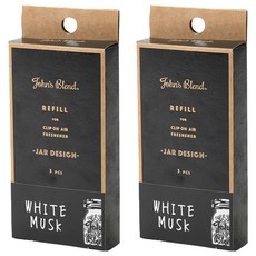 John's Blend 車用香氛夾補充包 3件組 白麝香, 空氣清新, 香氛持久, 2組