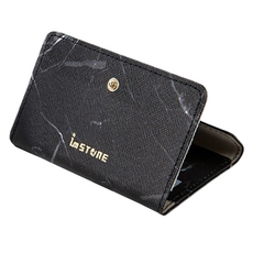 imSTONE 手機防盜石革卡套 金屬扣, 1個, 黑大理石