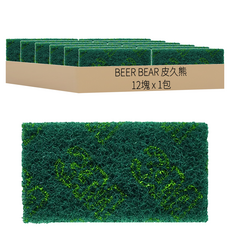 BEER BEAR 皮久熊 3M 厚耐綠菜瓜布 MY-7797 15 x 8 x 1.5cm, 12塊, 1包