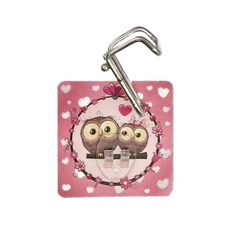 Easy 易立家 304不鏽鋼砧板架 不鏽鋼架 5 x 5 x 2.5cm + 貼片 8 x 8cm, 粉紅貓頭鷹貼片, 1組