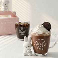 로얄보덴 캐릭터 유리 머그컵 350ml x 2종 세트, 투명, 1세트