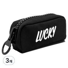 리드홈 LUCKY 행운의 왕지퍼 대용량 필통 파우치, 올블랙, 3개