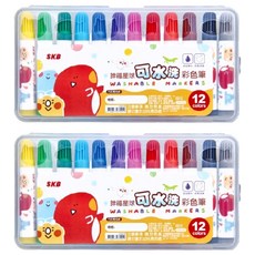 SKB 文明 可水洗彩色筆, 12色, 2盒