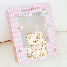 리드홈 귀여운 소꿉놀이 생일 선물 포장 답례품 투명창 캐릭터 쇼핑백, C타입, 5개
