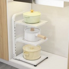 아멜리에 후라이팬 냄비 높이 조절 정리대, 화이트, 3단