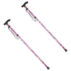 마샤투 꽃무늬 초경량 접이식 5단 미끄럼방지 보행 지팡이, 퍼플, 2개