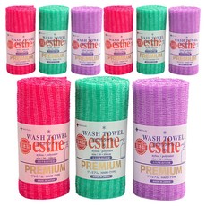 Esther 高級浴巾 3 件組 硬質, 紅色 + 綠色 + 紫色, 3入, 3套