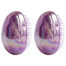 Gling 美妝鵝卵石便攜式迷你髮梳, 紫色, 2個