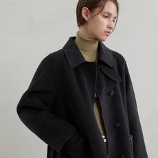 아틀리에나인 여성용 시그니처 울 골지 목폴라 니트 T-6754