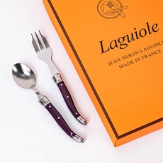 JEAN NERON Laguiole 禮盒組 蛋糕2件組, 1套, 湯匙 + 叉子, 紫羅蘭色