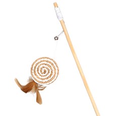 原木逗貓棒, 麻布/原木/彈力繩/羽毛/鈴鐺/紙繩, 4支