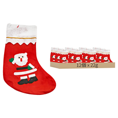 可愛聖誕襪 白邊平面 22g 12個, 顏色隨機, 1組