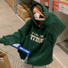 PEONIST Long Time 字母印花寬鬆日常連帽T恤