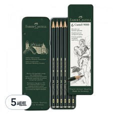 FABER-CASTELL 輝柏 9000鉛筆 6入組 119063, 8B、6B、4B、2B、B、HB, 5組