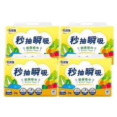 倍潔雅 秒抽瞬吸廚房紙巾，100抽x3包，隨抽即用，油水瞬吸，強韌耐用, 3包, 4袋