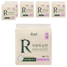 Rael 純棉衛生棉 翅膀型, 14入, 6個, 小型