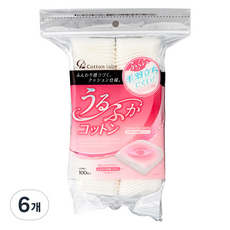 코튼라보 우루후카 코튼 화장솜, 6개, 100개입