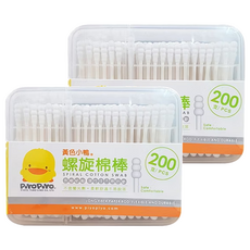PiYOPiYO 黃色小鴨 抗菌螺旋棉棒, 200支, 2盒