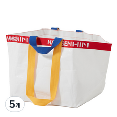 HANSSEM 防水布多用途購物袋 M, 5個, 白色