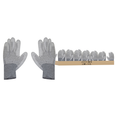 JIAHON 嘉鴻 合手型棉紗加碳纖維絲手套 pu塗掌手套 L碼 10雙, 灰色, 1包