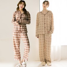 테라우드 커플용 허니 피치기모 잠옷 상하의 2p 세트