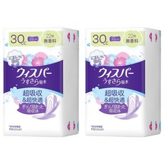 whisper 好自在 日本原裝進口 舒爽超吸收成人護墊 成人尿布 無香 30cc 無翼型, 22cm, 22片, 2包