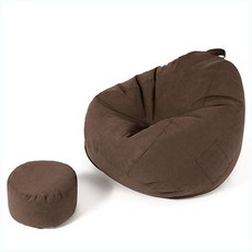 편안한 빈백 소파 플래그 120 x 140 cm + 발쿠션 세트, 다크브라운