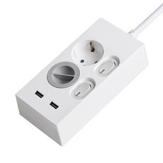 SWEET HOME 韓國製造 獨立開關 USB 2埠 2孔延長線 + 安全蓋, 1.5m, 1個, 混合顏色