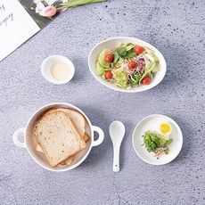 PRELUDE Lilloise 圓形烤麵包和沙拉套餐 1 份 5 便士, 白色的, 焗烤+寬碗+盤子+深醬碗+勺子