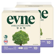 evne Core超長衛生棉 翼型, 2組, 10入, 過夜或更長時間