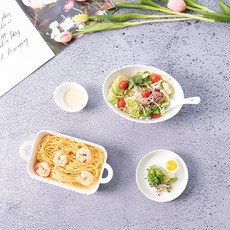 PRELUDE Lilloise 方烤麵包和沙拉 1 份 5 便士, 白色的, 焗烤+寬碗+盤子+深醬碗+勺子