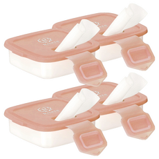 Roaze 柔仕 乾濕兩用巾矽膠抽取盒,附乾濕兩用嬰兒紗布毛巾,食品容器材質,雙重鎖水結構,加贈附掛扣帶, 粉色, 4個