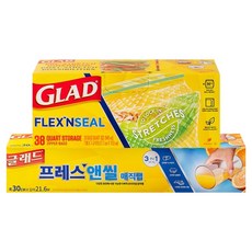 GLAD 佳能 Flex'n Seal 彈性密封袋 一般中型 38入 + Glad Magic Wrap 一般型 21.6m 套組, 1套, 混合