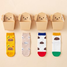 Lolly Tree 童款小狗圖案襪子 4雙+禮品盒