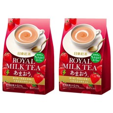 日東紅茶 皇家奶茶 草莓, 14g, 8包, 2袋