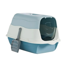 iCat 寵喵樂 兩用式全/半罩貓砂盆 超大號B款, 單門設計, 防止貓砂外溢, 減少室內異味, 藍色, 48 x 34 x 31cm, 1個