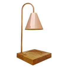 緬美原木底座融蠟燈 烤漆燈罩 附贈35W燈泡2顆, 玫瑰金色
