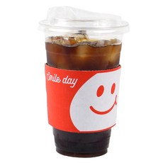 Inp 92口徑 PET 冰杯 420ml 杯身 + 飲用杯蓋 + 微笑紅色杯套組合, 100套