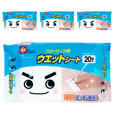 LEC 地板用濕紙巾 各社共通尺寸, 4包, 20片