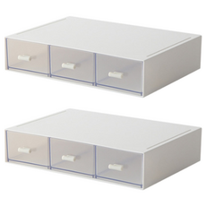 The Homes DIY 透明迷你3格收納抽屜盒, 2個, 混合色